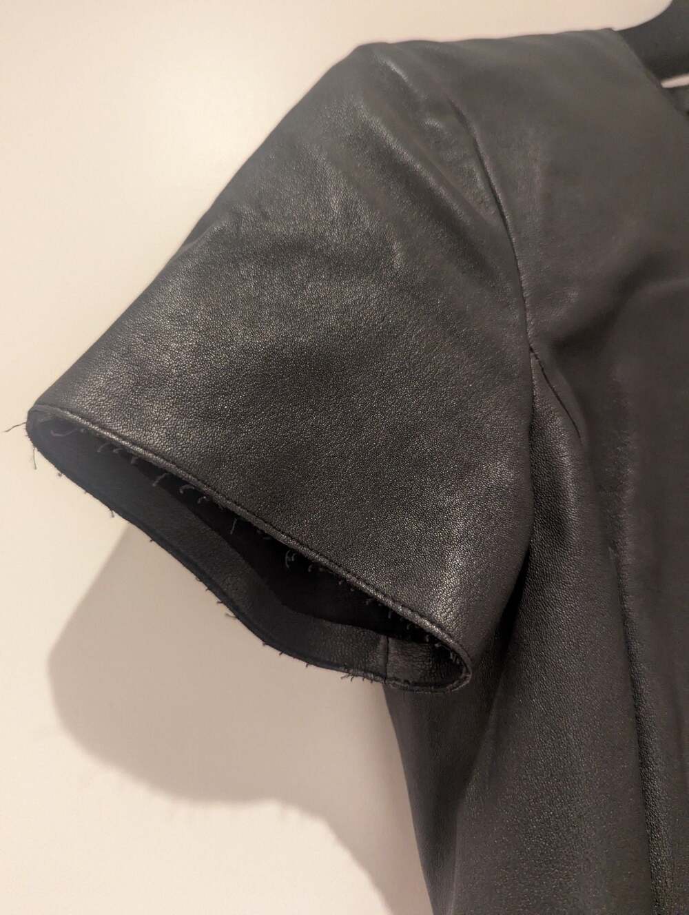 Celine Phoebe Philo Lambskin Leather Short Sleeve Top Size 36 - Picture 7 of 12
